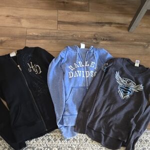 Harley-Davidson 2 Hoodies A - Black, Blue, Gray Thermal Shirt